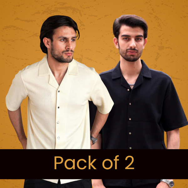 Waffle Knit  - Pack of 2 (Black & Beige)